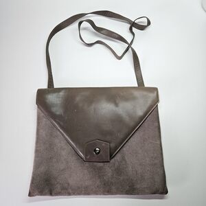 VINTAGE CHARLES JOURDAN Paris Suede Leather Envelope Crossbody Bag Made France